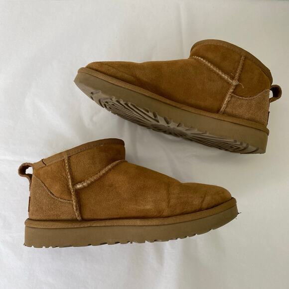 UGG Classic Ultra Mini Chestnut Boots Size 7 - Picture 7 of 14